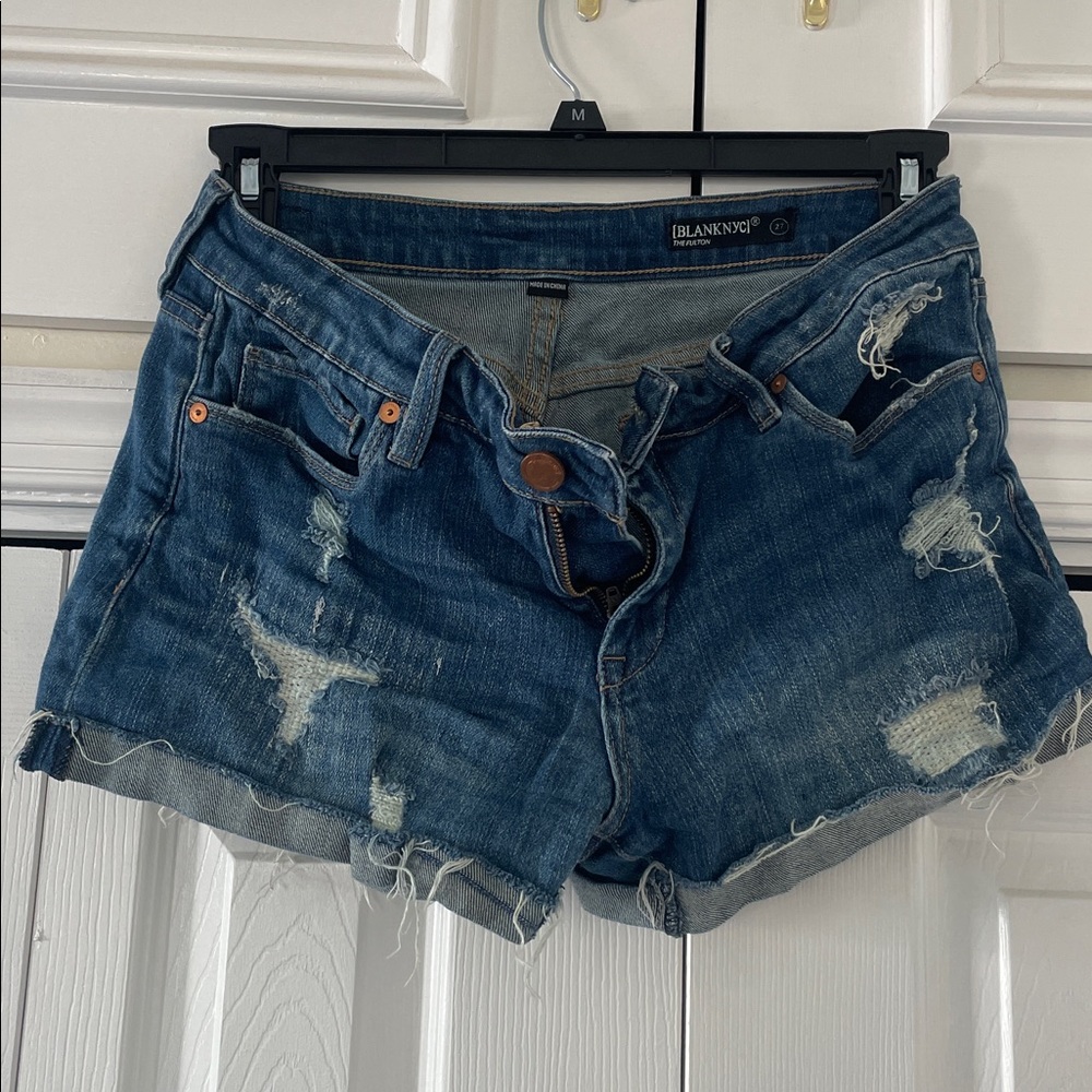 Blank NYC Ripped Blue Denim Shorts
